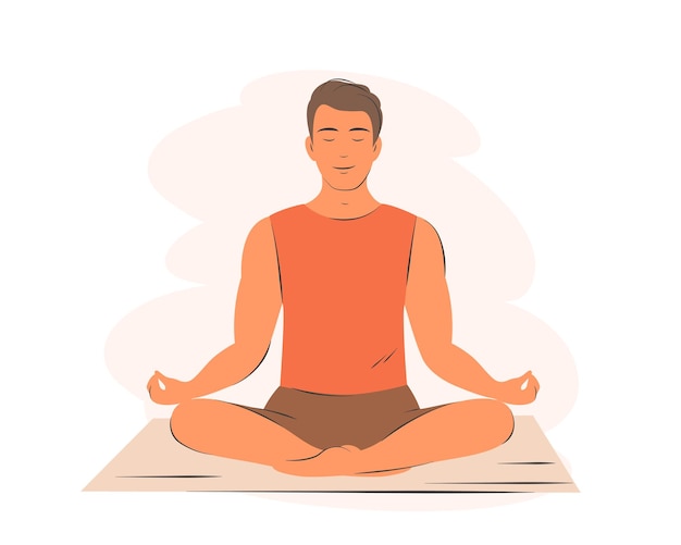 Premium Vector | Man in yoga posture doing meditationyoung man ...