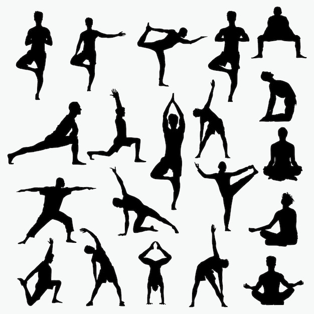 Man yoga silhouettes