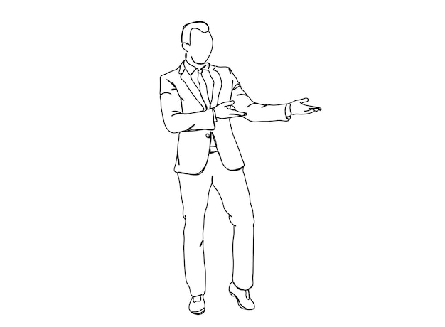 Man, Young boy single-line art drawing continues line vector illustration