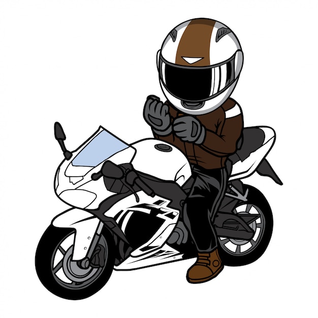 Man zit op Sport Bike Cartoon. Motorfiets illustratie