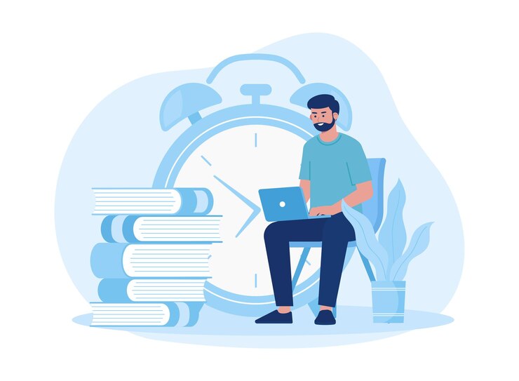 Vector man zooming with people online using laptop concept flat illustration