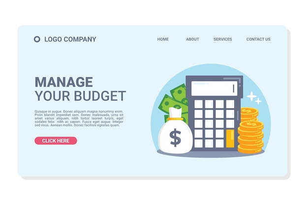 Manage your budget banner web template and Landing Page