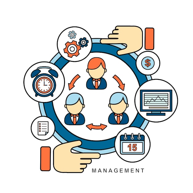 Management concept in flat line style