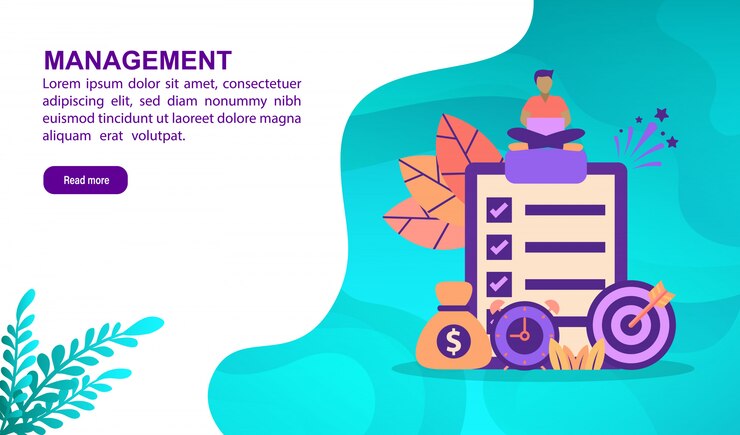 Vector management illustration concept with character. landing page template