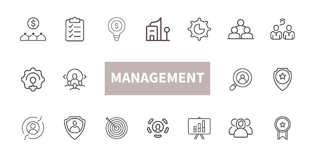 Vector management line icon set vector illustration can be used for topics like business finance management