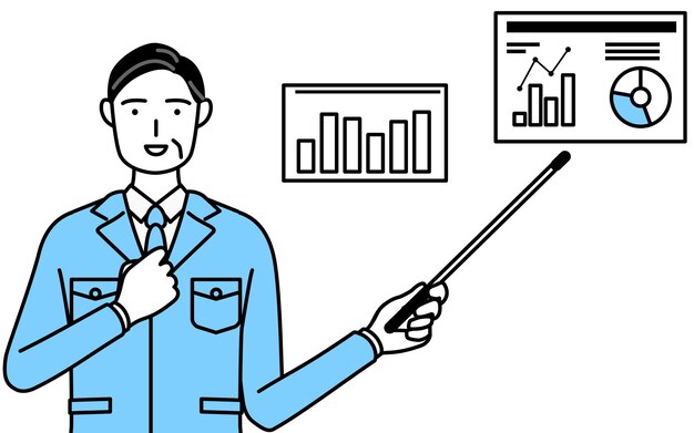 Management managers plant manager a man in work wear analyzing a performance graph an image of DXing