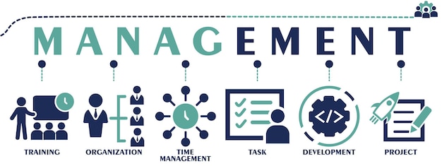 Management solid icon as training organization time management task development and project