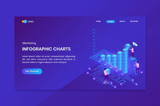 Management Solutions  Isometric Concept Landing Page