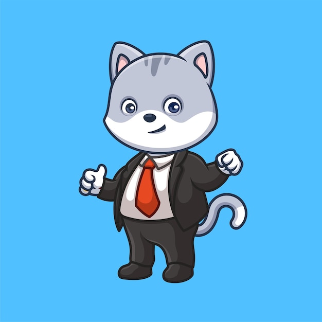 Vector manager grey cat cute cartoon