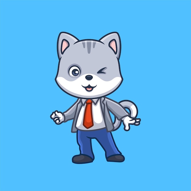 Manager grey cat leuke cartoon