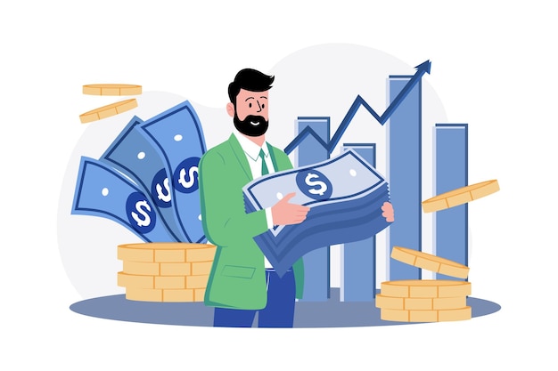 Manager Holding Loan Money Illustration concept on white background