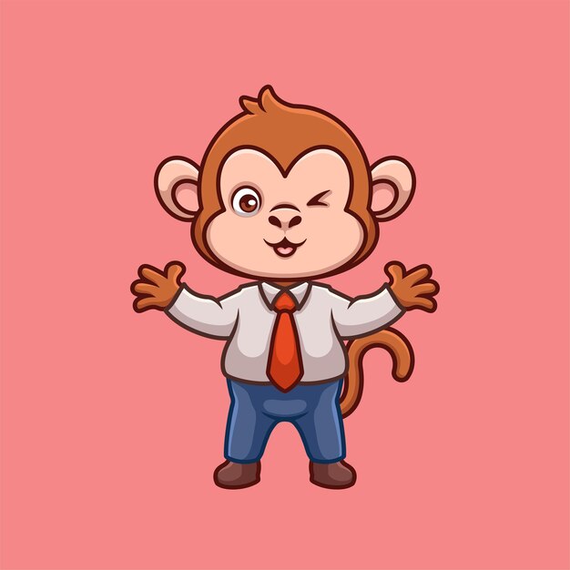 Manager Monkey Cute Cartoon