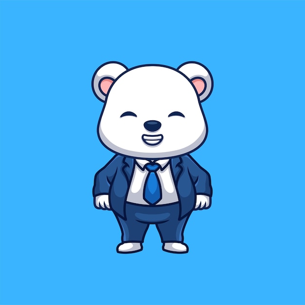 Vector manager polar bear cute cartoon