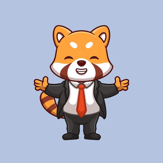 Vector manager red panda cute cartoon