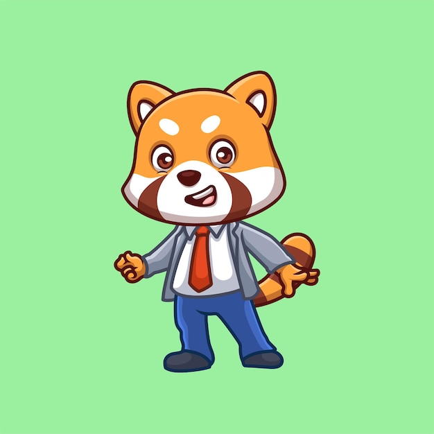 Manager panda rosso cartoon carino