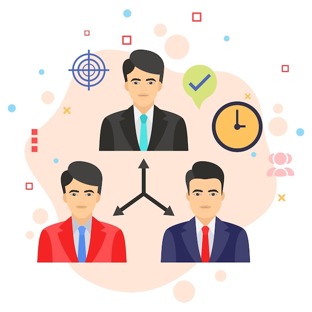 Manager and subordinate level concept, Senior and Junior Team Members stock illustration, HRM Symbol