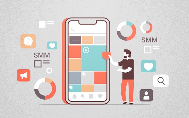 manager using mobile application social media management