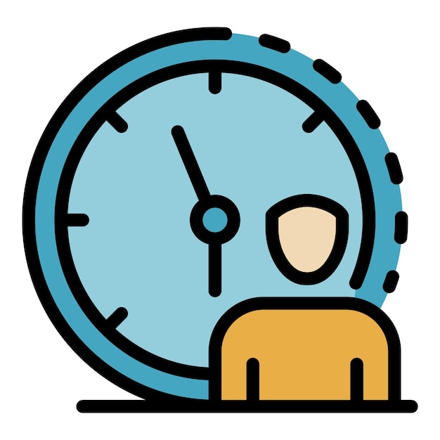 Vector manager wall clock icon outline manager wall clock vector icon color flat isolated