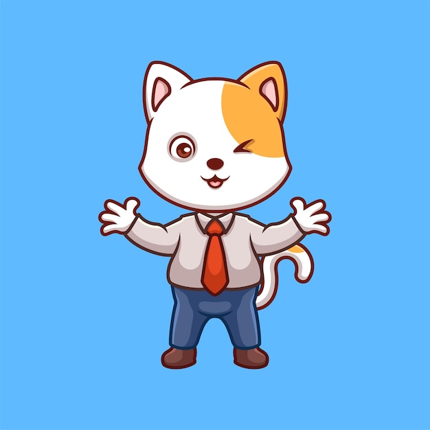 Vector manager witte kat leuke cartoon