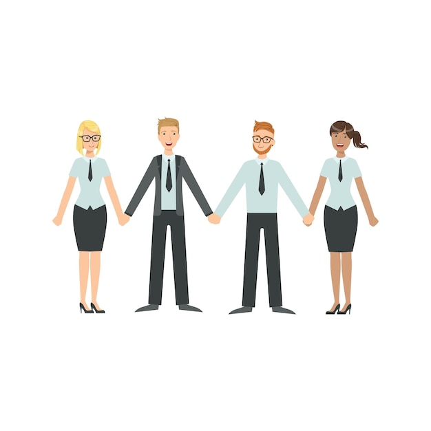 Managers holding hands teamwork illustration