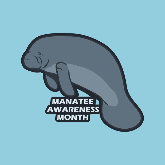 Vector manatee awareness month vector image illustration