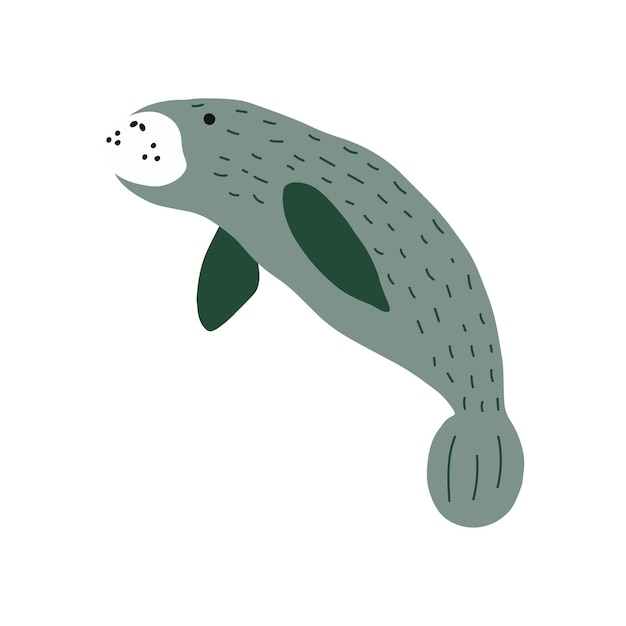 Manatee stile scandinavo sotto il mare salva il concetto di lamantino character design