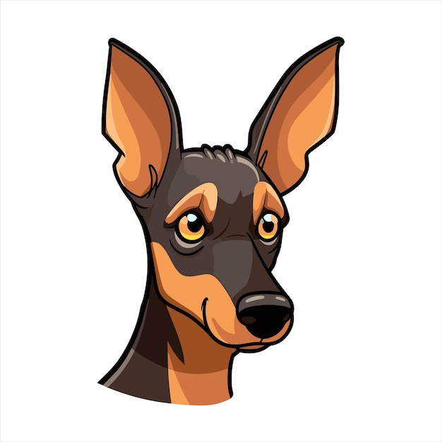 Vector manchester terrier hondenras leuke cartoon kawaii karakter dier huisdier geïsoleerde sticker illustratie