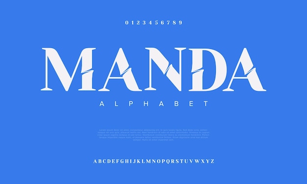 Manda premium luxury elegant alphabet letters and numbers Elegant wedding typography classic serif