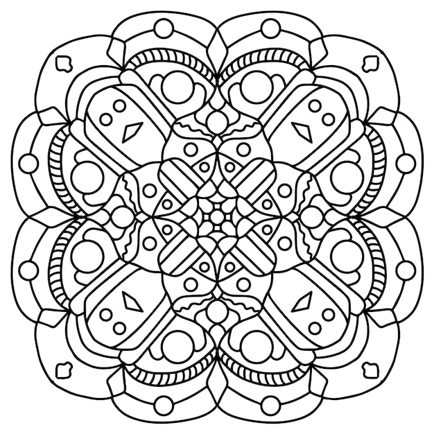 Pagina da colorare per adulti in stile astratto mandala