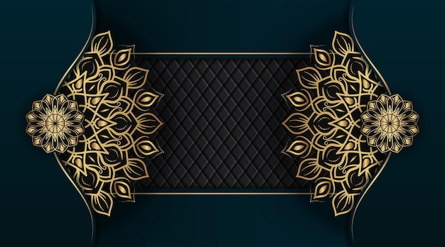 Mandala achtergrond donkergroen en zwart met gouden ornament