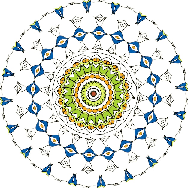 Mandala achtergrond met grote kleuren op witte achtergrond