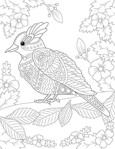 Premium Vector | Mandala animal bird outline drawing