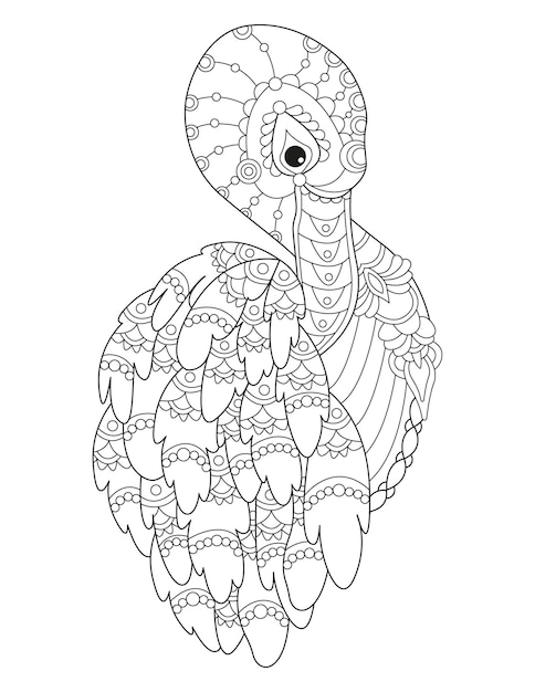Mandala Animal Flamingo Outline Drawing
