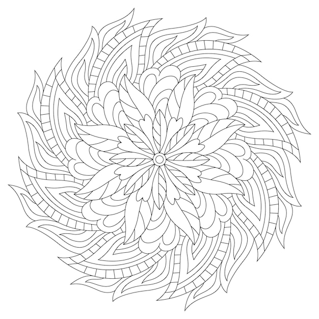 Mandala Antistress kleurboekpagina voor volwassenen. Zwart-wit mandala vector geïsoleerd op wit