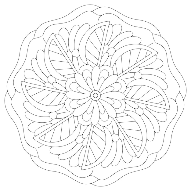 Mandala Antistress kleurboekpagina voor volwassenen. Zwart-wit mandala vector geïsoleerd op wit