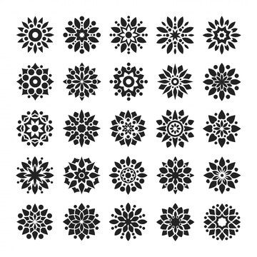 Premium Vector | Mandala arabesque logo pattern set in black and white ...