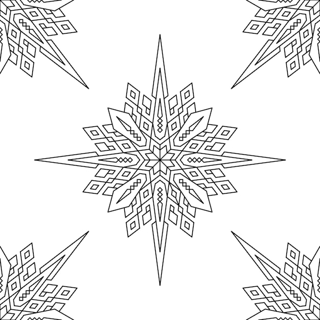 Mandala Art Outline for Coloring Book