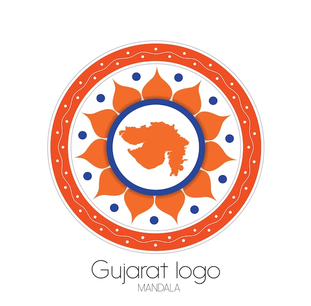 Mandala art con il logo della mappa di gujrat india