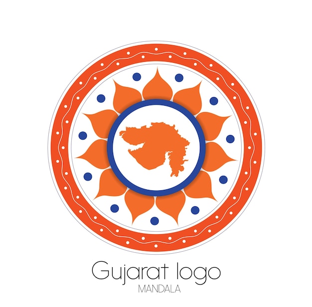 Vector mandala art with map logo of gujrat india