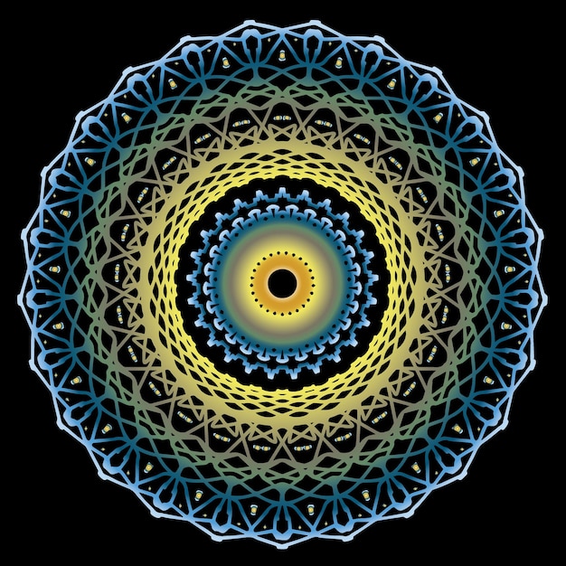 mandala background in black and blue color