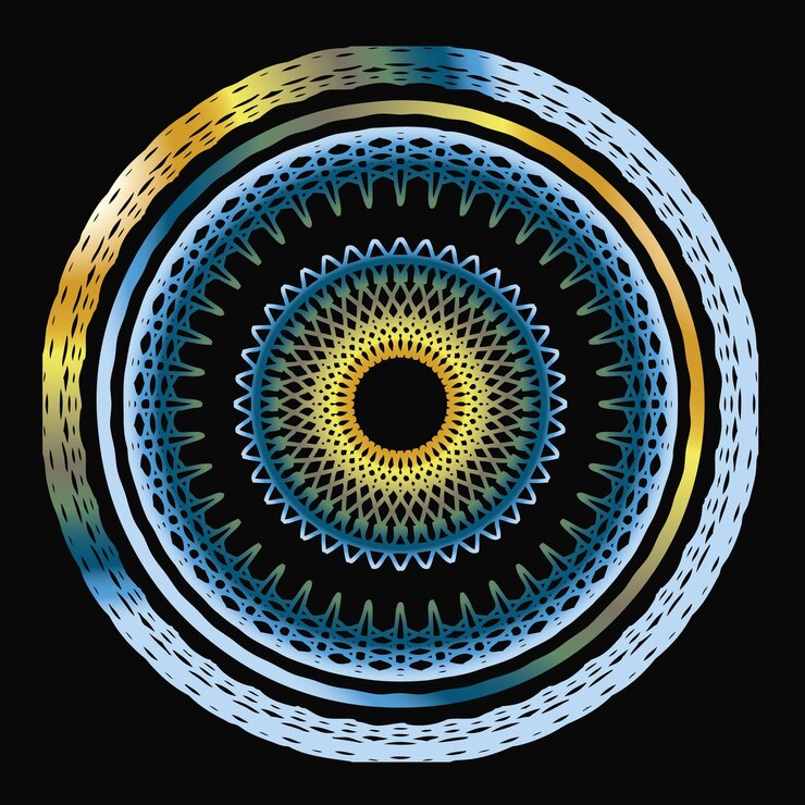 Vector mandala background in black and gold color