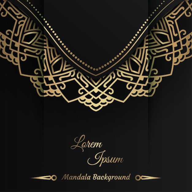 Vector mandala background black and gold design vector