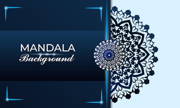 Vettore mandala background design sfondo di lusso con mandala di colore blu scuro