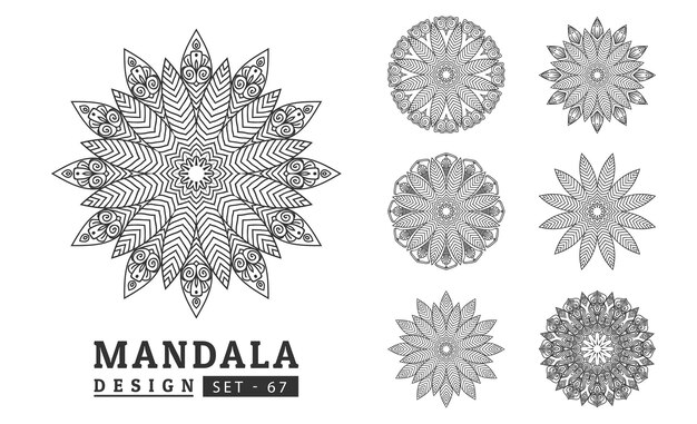 Mandala background design set vector illustration