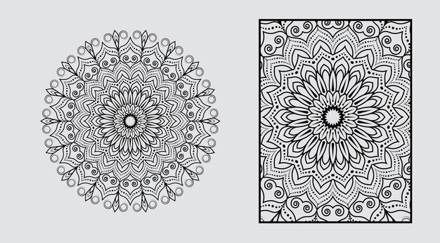 Mandala background design with mandala coloring page design