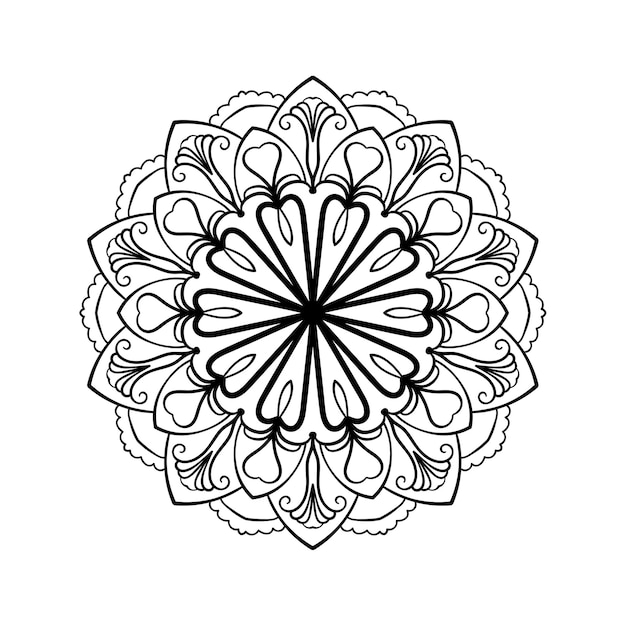 Mandala background Ethnic decorative lacy floral element in circle Hand drawn pattern Coloring book page