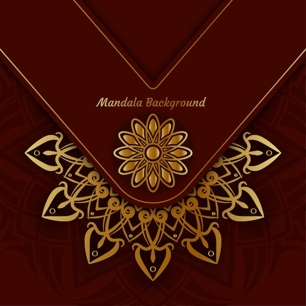 Mandala background simple design maroon and gold