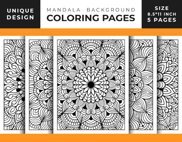 Mandala background with floral pattern bundle vector design template, mandala coloring pages