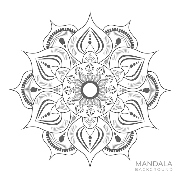 Mandala background with a pattern of the sun and the words mandala