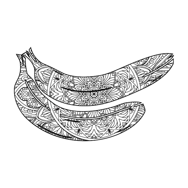Вектор Мандала банан раскраски для детей